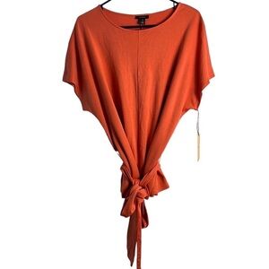 NWT Halogen Coral Apricot Front Tie Short Sleeve Top Size 1X Basic Minimalist